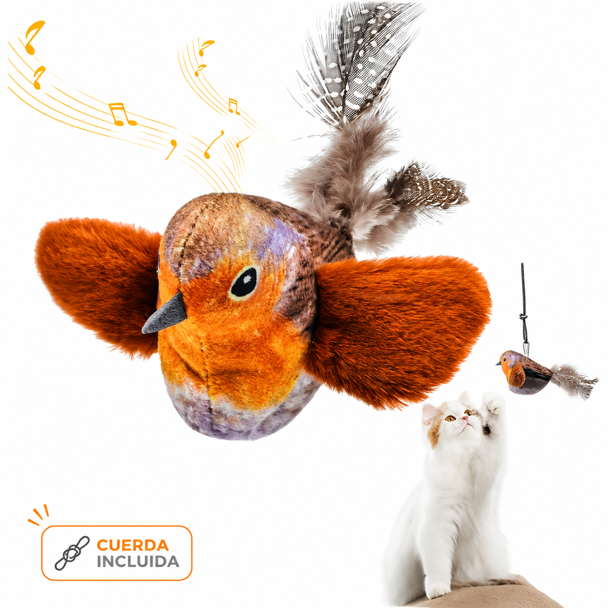 GatPájaros - Juguete con Sonido Realista + Hierba Gatera
