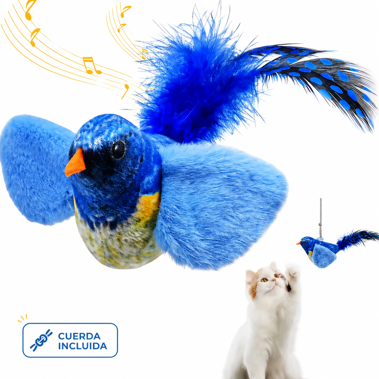 GatPájaros - Juguete con Sonido Realista + Hierba Gatera