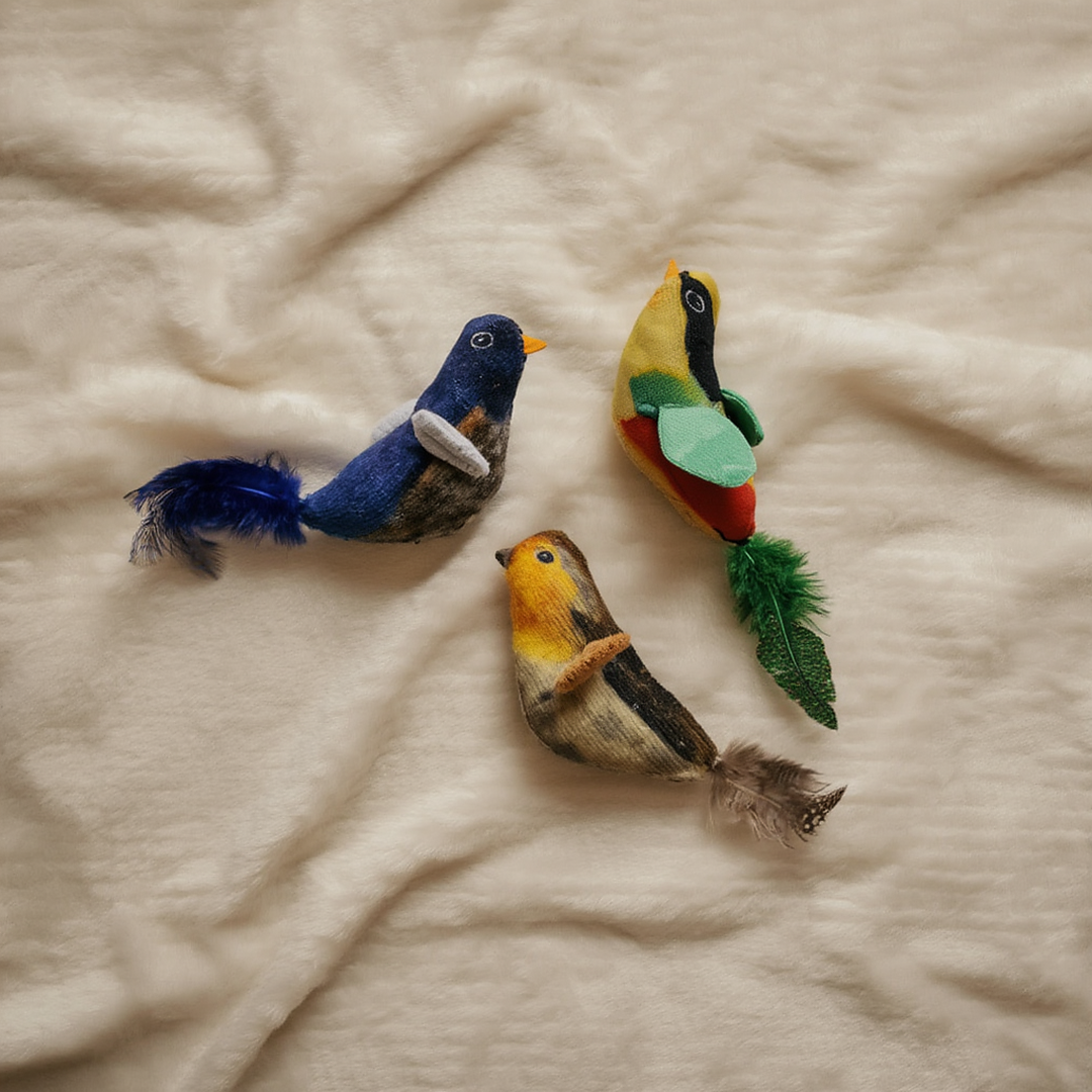 GatPájaros - Juguete con Sonido Realista + Hierba Gatera